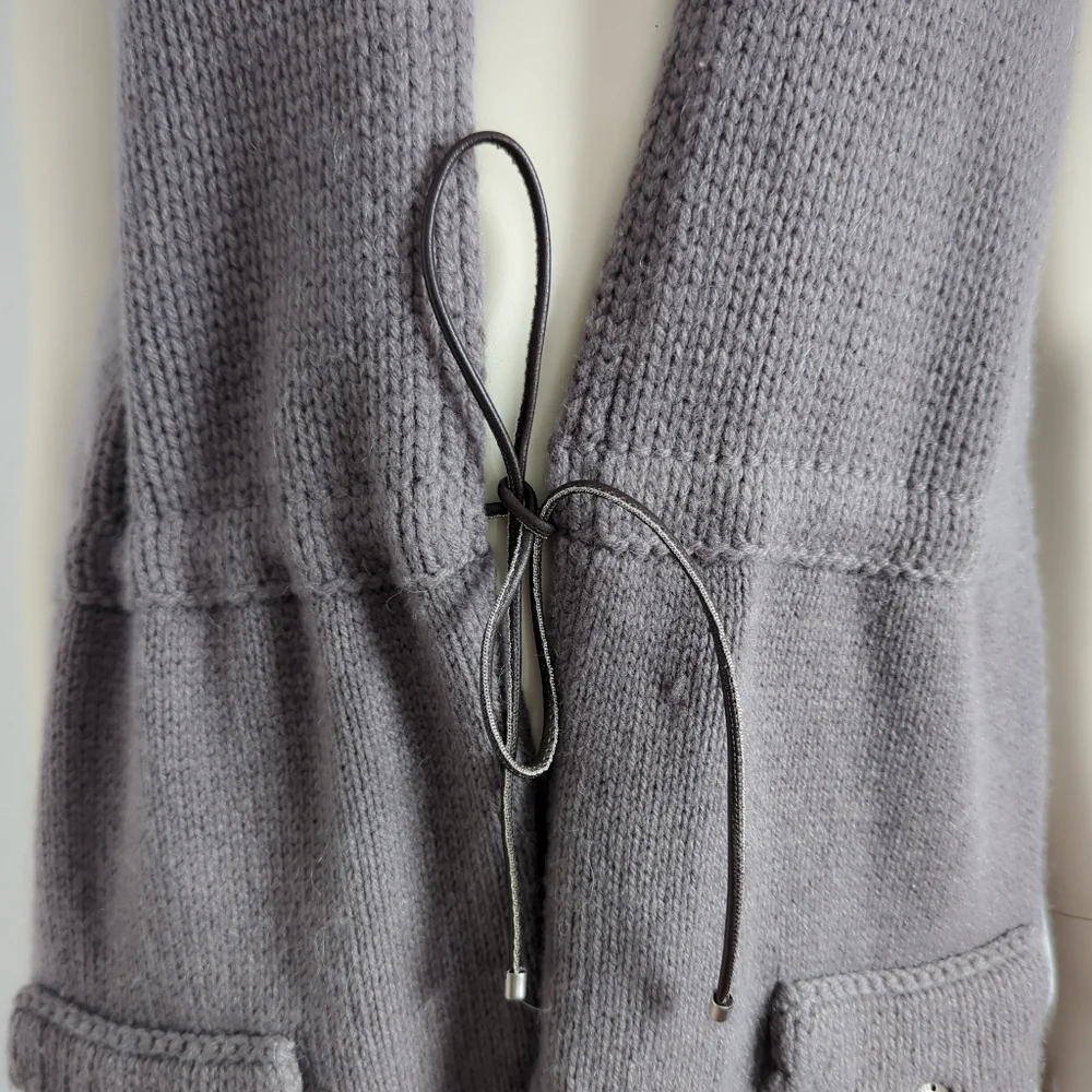 Rare! Estate Brunello Cucinelli Purple Gray Cashmere Knit Utility Vest L XL